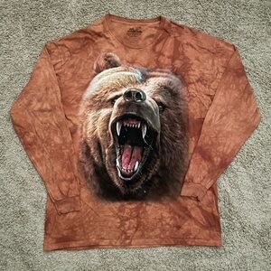 The Mountain Roaring Bear Face Long Sleeve Tie Dye T-shirt Size 3XL